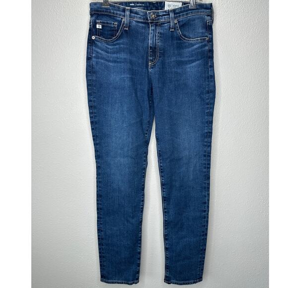 AG Dark Wash Whiskered Prima Cigarette Leg Japanese Fabric Jean 30 - Picture 1 of 13
